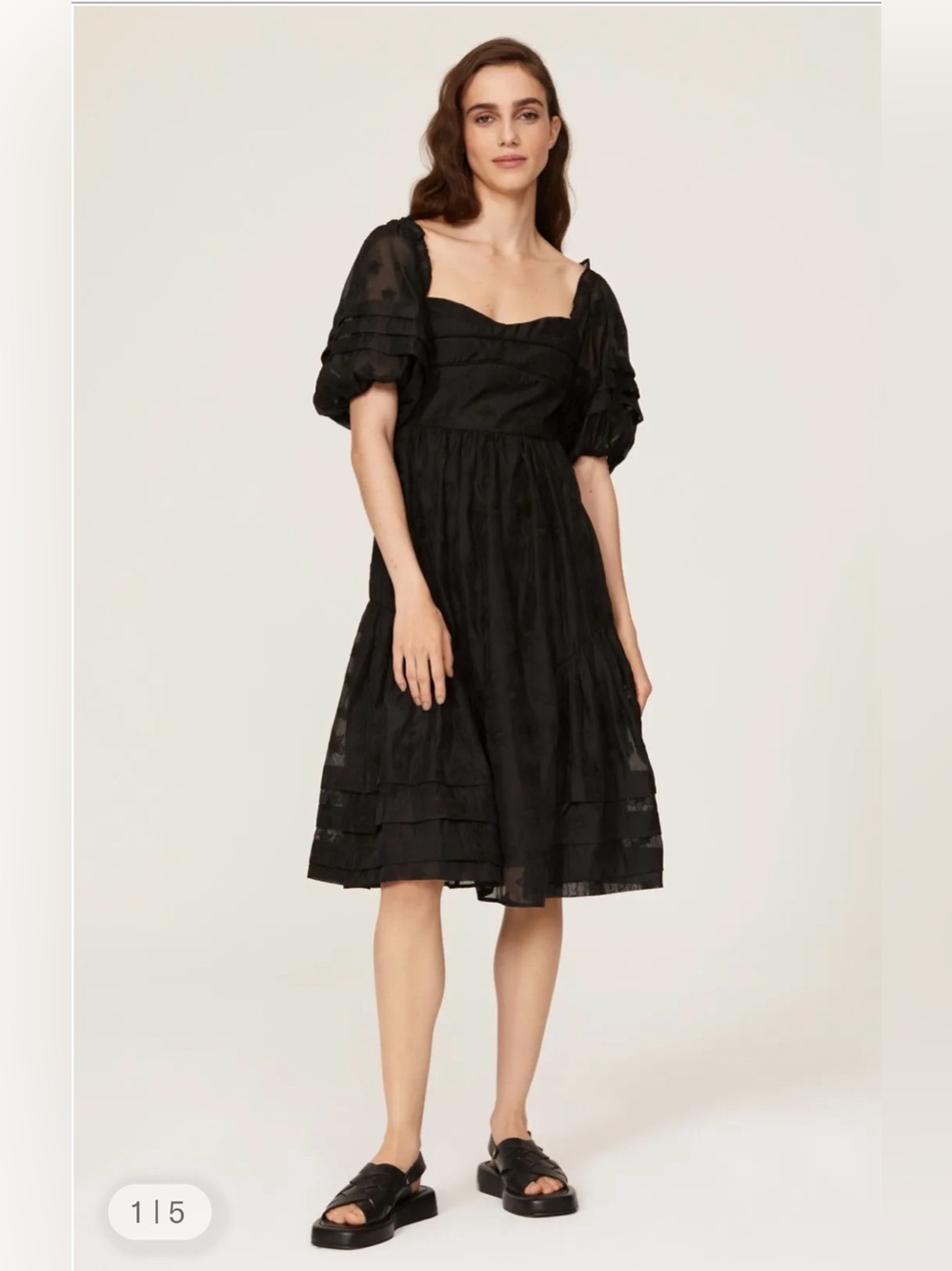 Hofmann Copenhagen
Black Puff-Sleeve Midi Dress